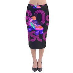 Roller Skater 80s Velvet Midi Pencil Skirt by Valentinaart