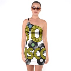  80s Disco Vinyl Records One Soulder Bodycon Dress