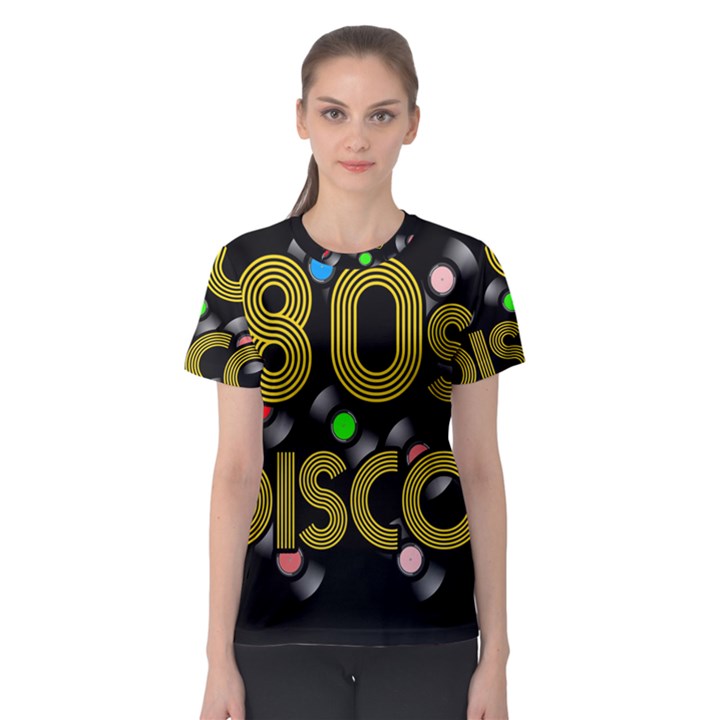  80s disco vinyl records Women s Sport Mesh Tee