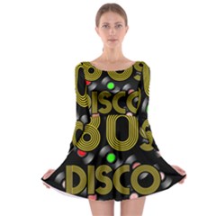  80s Disco Vinyl Records Long Sleeve Skater Dress by Valentinaart