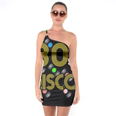  80s Disco Vinyl Records One Soulder Bodycon Dress