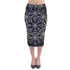 Ornate Chained Atrwork Velvet Midi Pencil Skirt by dflcprints