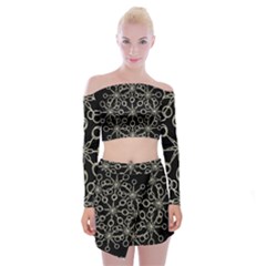 Ornate Chained Atrwork Off Shoulder Top With Skirt Set by dflcprints