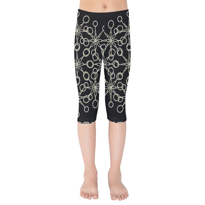 Ornate Chained Atrwork Kids  Capri Leggings 