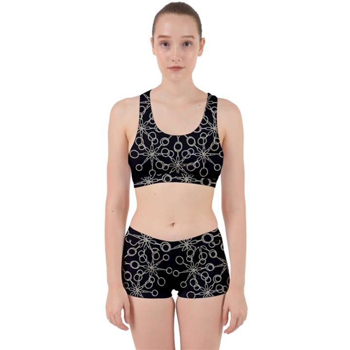 Ornate Chained Atrwork Work It Out Sports Bra Set