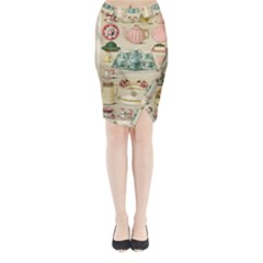 Vintage Cake & Tea Midi Wrap Pencil Skirt by SpookySugar