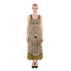 Golden Forest Silver Tree In Wood Mandala Sleeveless Maxi Dress by pepitasart