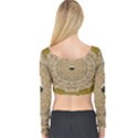 Golden Forest Silver Tree In Wood Mandala Long Sleeve Crop Top View2