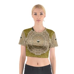 Golden Forest Silver Tree In Wood Mandala Cotton Crop Top by pepitasart