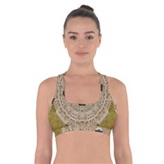 Golden Forest Silver Tree In Wood Mandala Cross Back Sports Bra by pepitasart