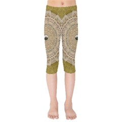 Golden Forest Silver Tree In Wood Mandala Kids  Capri Leggings  by pepitasart