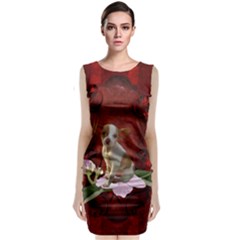 Sweet Little Chihuahua Sleeveless Velvet Midi Dress by FantasyWorld7