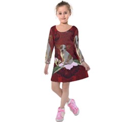 Sweet Little Chihuahua Kids  Long Sleeve Velvet Dress by FantasyWorld7