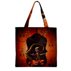 Halloween, Funny Mummy With Pumpkins Zipper Grocery Tote Bag by FantasyWorld7