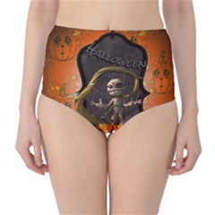 Halloween, Funny Mummy With Pumpkins High-waist Bikini Bottoms by FantasyWorld7