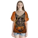 Halloween, Funny Mummy With Pumpkins Flutter Sleeve Top View1