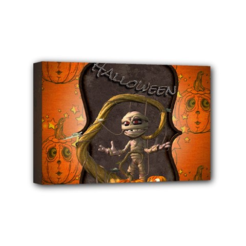 Halloween, Funny Mummy With Pumpkins Mini Canvas 6  X 4  by FantasyWorld7