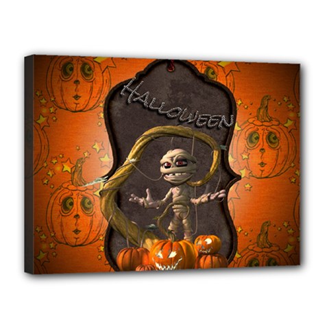 Halloween, Funny Mummy With Pumpkins Canvas 16  X 12  by FantasyWorld7