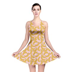 Pastel Pink And Yellow Banana Pattern Reversible Skater Dress by NorthernWhimsy