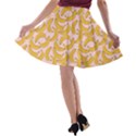 Pastel Pink and Yellow Banana Pattern A-line Skater Skirt View2