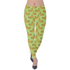 Green And Yellow Banana Bunch Pattern Velvet Leggings by NorthernWhimsy