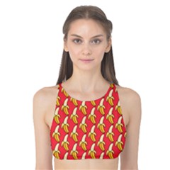 Bright Pink And Yellow Peeled Banana Patterns Tank Bikini Top