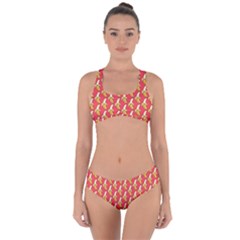 Bright Pink And Yellow Peeled Banana Patterns Criss Cross Bikini Set by NorthernWhimsy