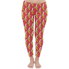 Bright Pink And Yellow Peeled Banana Patterns Classic Winter Leggings by NorthernWhimsy