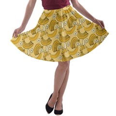 Yellow Banana Pattern A-line Skater Skirt by NorthernWhimsy