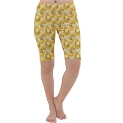 Yellow Banana Pattern Cropped Leggings  by NorthernWhimsy