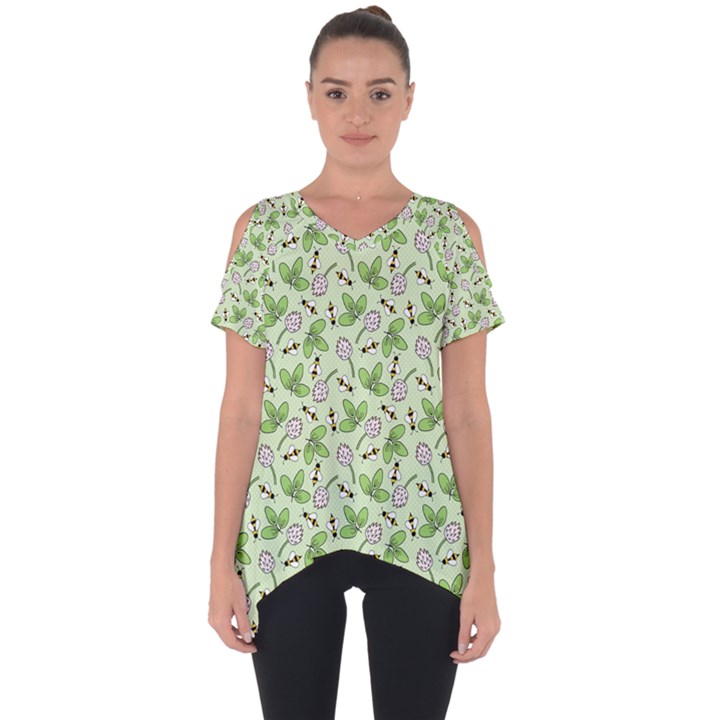 Bees And Green Clover Cut Out Side Drop Tee