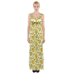 Yellow Beehives And Honey Pattern Maxi Thigh Split Dress by NorthernWhimsy