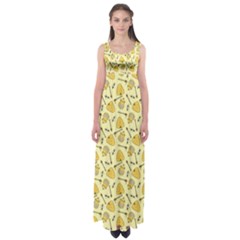 Yellow Beehives And Honey Pattern Empire Waist Maxi Dress by NorthernWhimsy