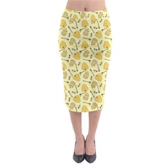 Yellow Beehives And Honey Pattern Midi Pencil Skirt by NorthernWhimsy