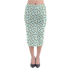 Blue Honeybee Pattern Midi Pencil Skirt by NorthernWhimsy