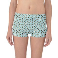 Blue Honeybee Pattern Boyleg Bikini Bottoms