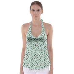 Blue Honeybee Pattern Babydoll Tankini Top