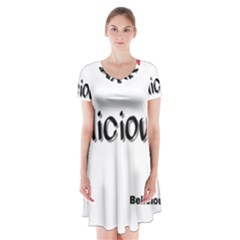 Belicious Logo Short Sleeve V-neck Flare Dress by beliciousworld