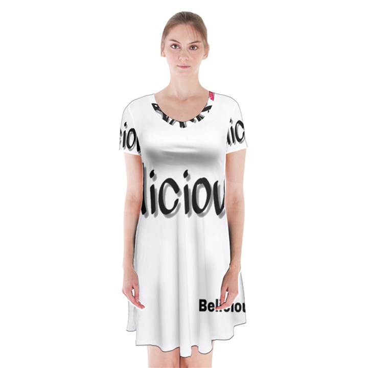 Belicious Logo Short Sleeve V-neck Flare Dress