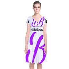 Belicious World  b  Purple Short Sleeve Front Wrap Dress by beliciousworld