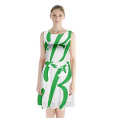 Belicious World  b  In Green Sleeveless Waist Tie Chiffon Dress by beliciousworld