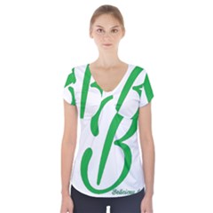 Belicious World  b  In Green Short Sleeve Front Detail Top