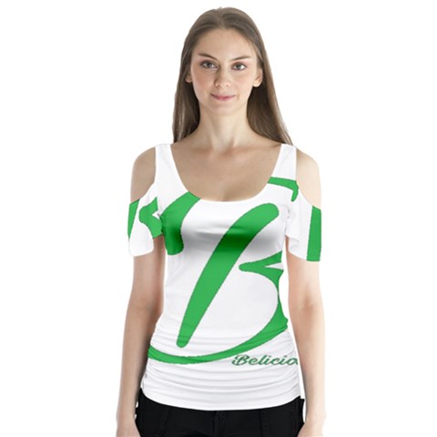 Belicious World  b  In Green Butterfly Sleeve Cutout Tee  by beliciousworld