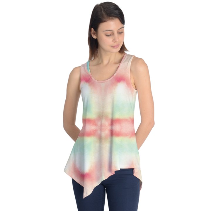 Pink And Mint Abstract Watercolor Sleeveless Tunic