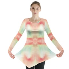 Pink And Mint Abstract Watercolor Long Sleeve Tunic  by NorthernWhimsy