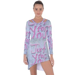 Letters Quotes Grunge Style Design Asymmetric Cut-out Shift Dress by dflcprints