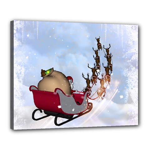 Christmas, Santa Claus With Reindeer Canvas 20  X 16  by FantasyWorld7