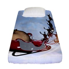 Christmas, Santa Claus With Reindeer Fitted Sheet (single Size) by FantasyWorld7