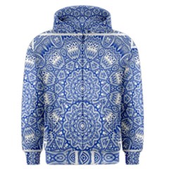 Blue Mandala Art Pattern Men s Zipper Hoodie by paulaoliveiradesign