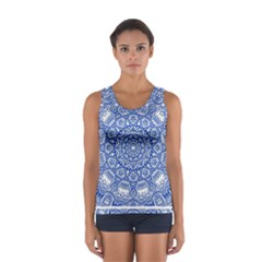 Blue Mandala Art Pattern Sport Tank Top 